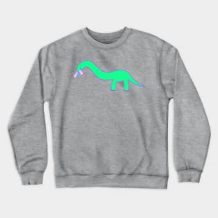 Trans Longneck dinosaur with pride flag Crewneck Sweatshirt